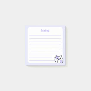Pastel Lila Kawaii Chibi Laughing Kitty Cat Post-it Klebezettel