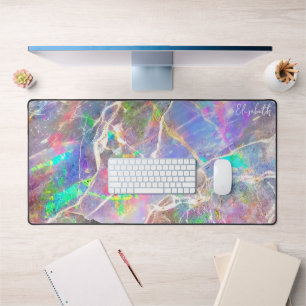 Pastel Lila Marble Opal Mit Monogramm Girly Niedli Schreibtischunterlage