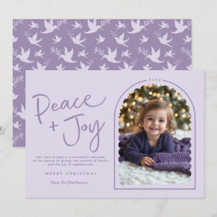 Pastel Lila Modern Peace Joy Foto Weihnachten
