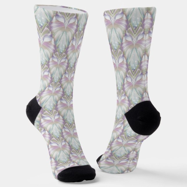 Pastel Lila Oracle Owl Pattern Socken (Gewinkelt)