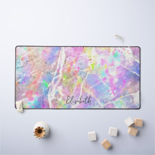 Pastel Lila Pink Holographic Opal Girly Name Schreibtischunterlage