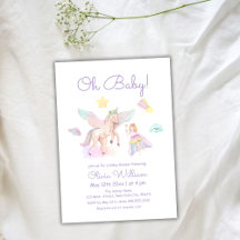 Pastel Lila Princess Unicorn Girl Babydusche