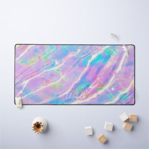 Pastel Lila rosa und Aquamariner holografischer Ma Schreibtischunterlage