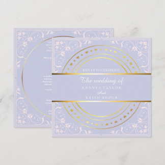 Pastel-Lila- und Goldhochzeit Einladung