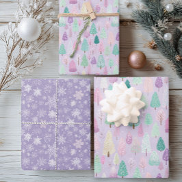Pastel Lila Weihnachten Geschenkpapier Set