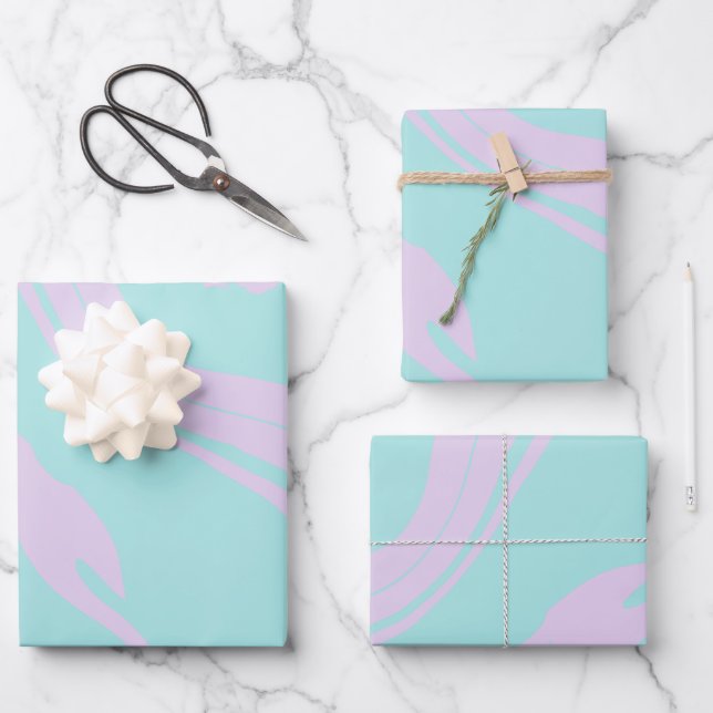 Pastel Lilac Abstrakte Gefärbte Krawatte Muster Geschenkpapier Set (Vorderseite)
