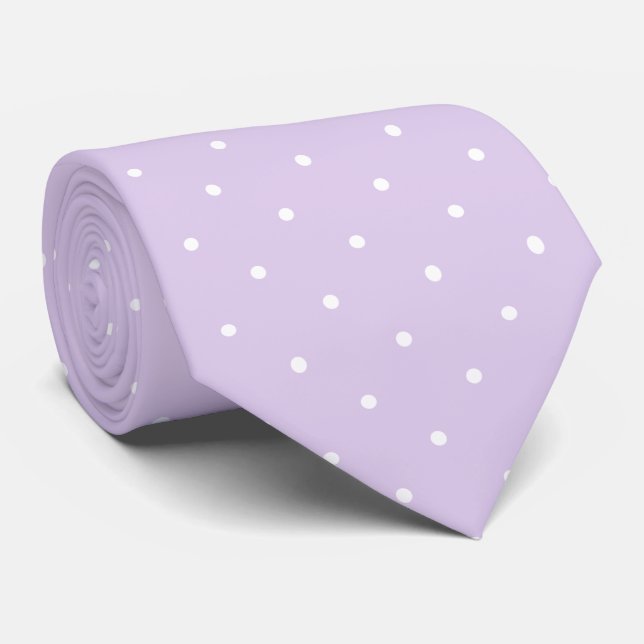 Pastel Lilac and White Polka Dot Pattern Krawatte (Gerollt)