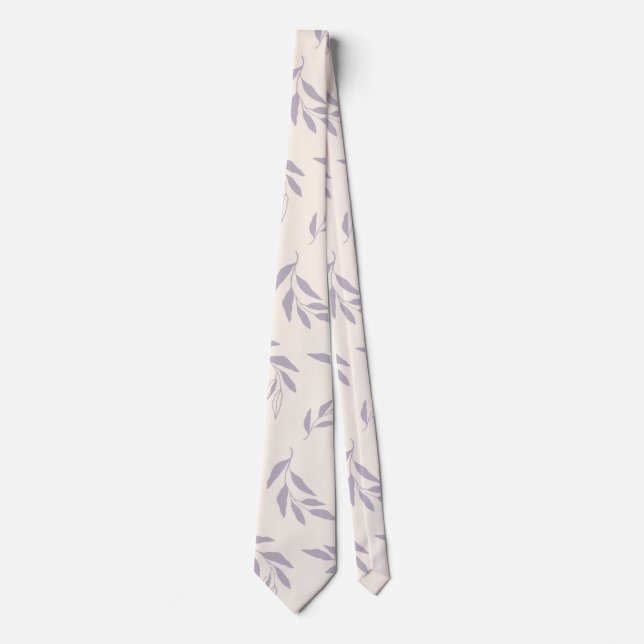Pastel Lilac Minimalistisches Blumenmuster Krawatte (Vorderseite)
