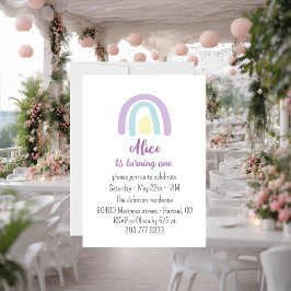 Pastel lilac Regenbogen Geburtstagsparty Einladung