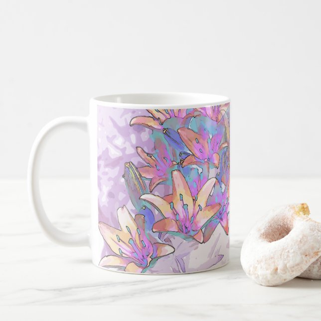 Pastel Lily Liebe Kaffeetasse (Mit Donut)