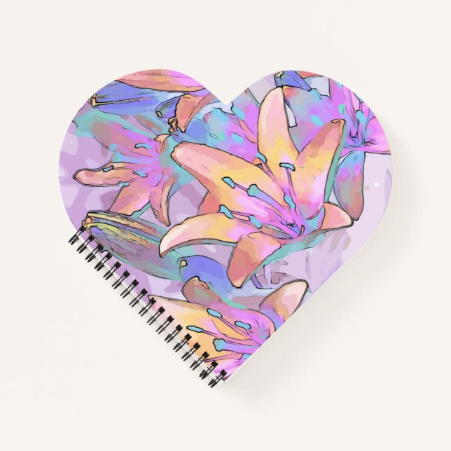 Pastel Lily Liebe Notizbuch (Vorderseite)
