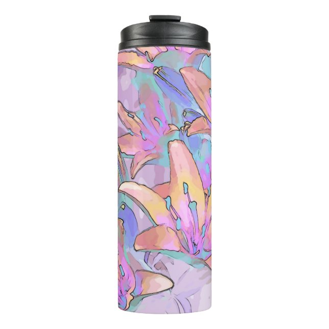 Pastel Lily Liebe Thermosbecher (Vorderseite)