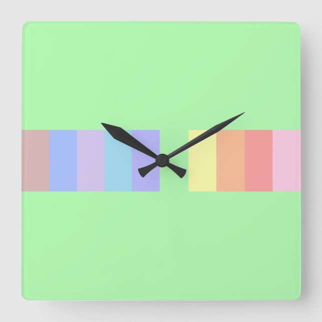 Pastel Lime Green Quadratische Wanduhr (Vorderseite)