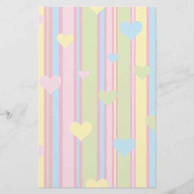 Pastel Lines und Herz Briefpapier (Vorderseite)