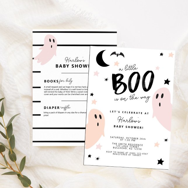 Pastel Little Boo auf dem Weg Halloween Baby Dusch Einladung (Von Creator hochgeladen)