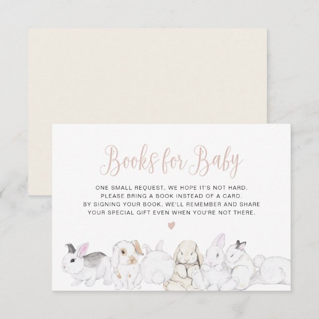 Pastel Little Bunny Rabbit Books for Baby Card Einladung (Vorne/Hinten)