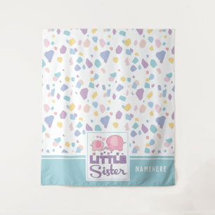 Pastel Little Sister Elephant farbenfrohe Muster Wandteppich