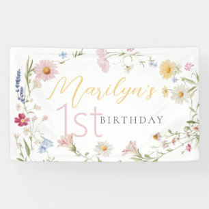 Pastel Little Wildblume Girl 1. Geburtstag Banner