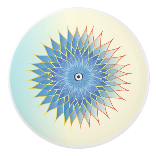 Pastel Lotus Blume Mediation Mandala Keramikknauf (Vorderseite)