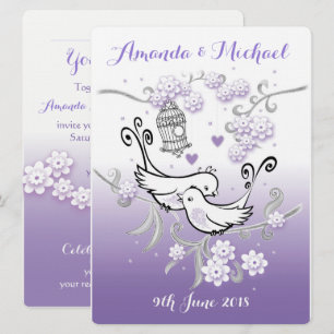 Pastel lovebirds Custom große Hochzeit einladen Einladung