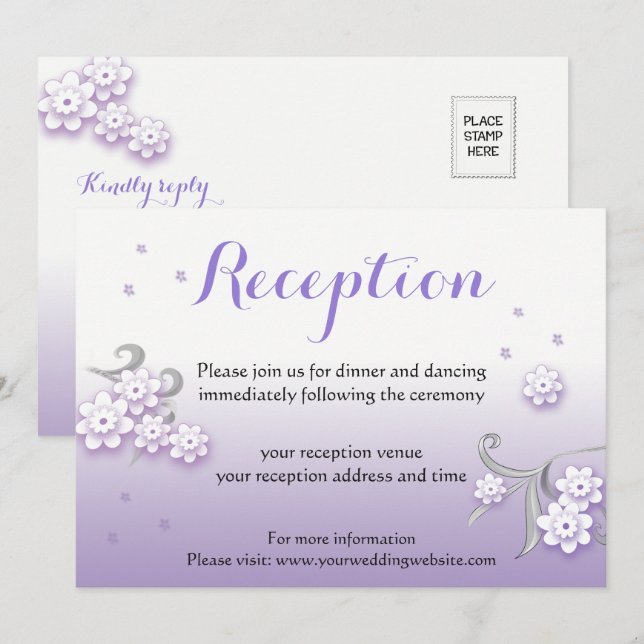 Pastel lovebirds Hochzeit Empfang Karte (Vorne/Hinten)
