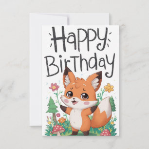 Pastel Lovely Fox Birthday Karte