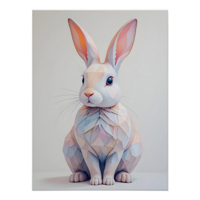 Pastel Low-Poly Bunny Poster (Vorderseite)