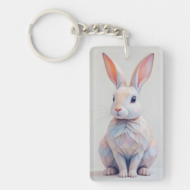 Pastel Low-Poly Bunny Schlüsselanhänger (Vorderseite)