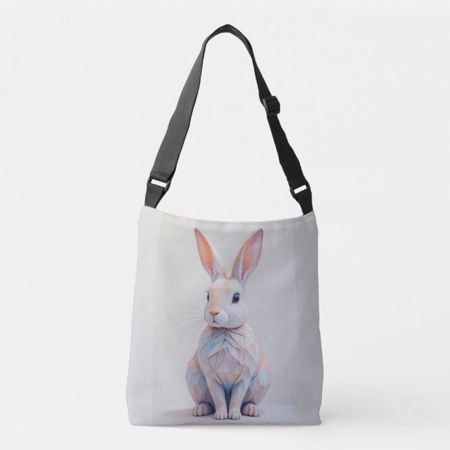 Pastel Low-Poly Bunny Tragetaschen Mit Langen Trägern (Vorderseite)