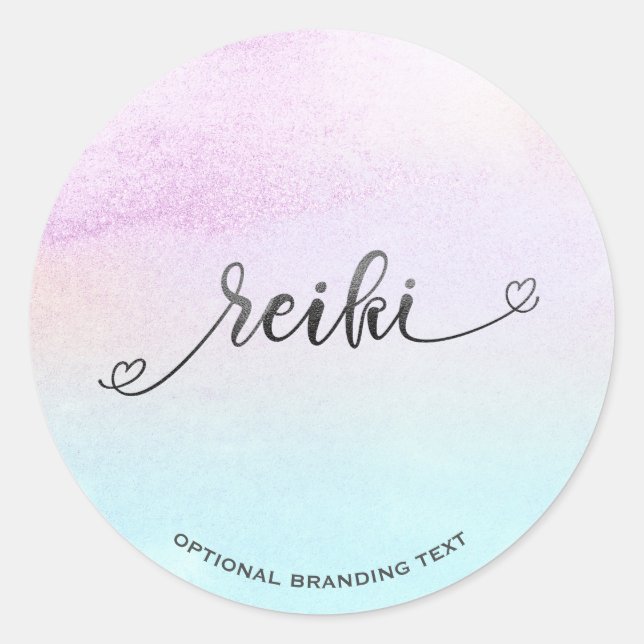 *~* Pastel Magenta Türkis Schwarzer Glitzer REIKI Runder Aufkleber (Vorderseite)