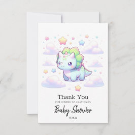 Pastel Magical Dinosaur Babydusche Dankeskarte