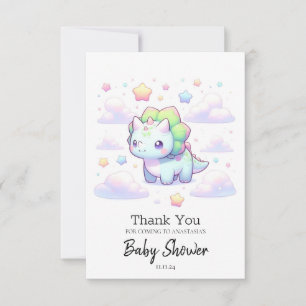 Pastel Magical Dinosaur Babydusche Dankeskarte