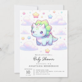 Pastel Magical Dinosaur Babydusche Einladung