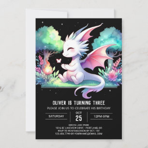 Pastel Magical Dragon Birthday Einladung