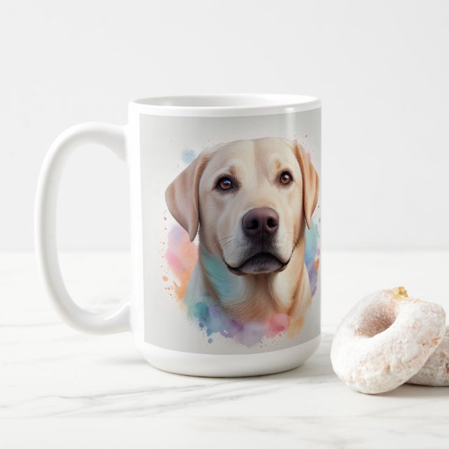 Pastel Magical Labrador Retriever Artwork Kaffeetasse (Mit Donut)