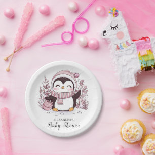 Pastel Magical Penguin Baby Dusche Pappteller