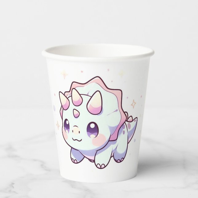 Pastel Majestic Dinosaur Babydusche Pappbecher (Vorderseite)