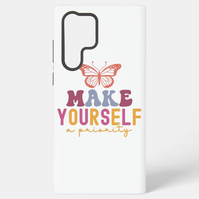 Pastel "Make Yourself a Priority" Self Care Graphi Samsung Galaxy Hülle (Rückseite)