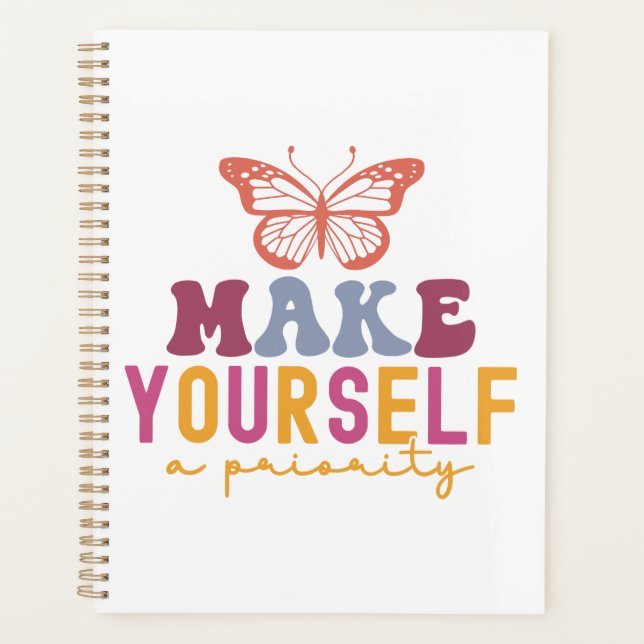 Pastel "Make Yourself a Priority" Self Care Planer (Vorderseite)