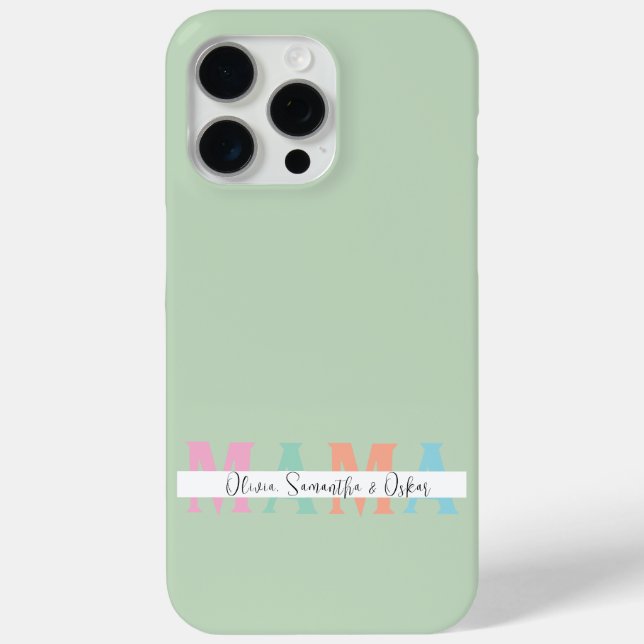 Pastel MAMA Personalisiert iPhone Case (Rückseite)