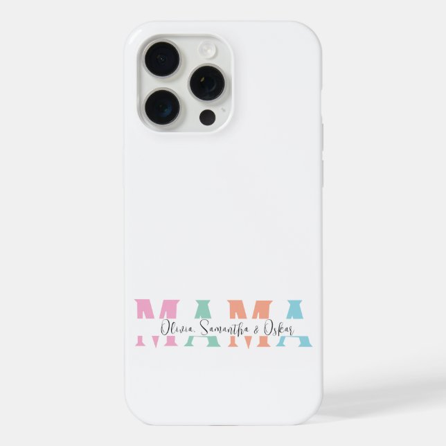 Pastel MAMA Personalisiert iPhone Case 15 Pro Max Hülle (Rückseite)