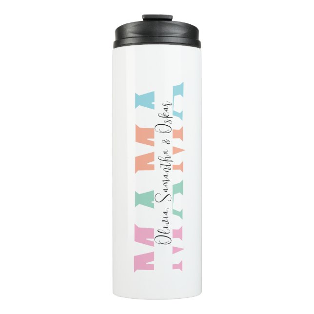 Pastel "MAMA", Personalisierter Thermaltumbler Thermosbecher (Vorderseite)