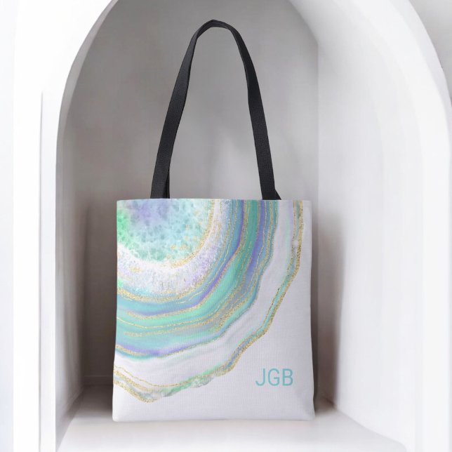 Pastel-Marble-Agate-Muster mit Monogramm Tasche (Personalize with your monogram initials.)
