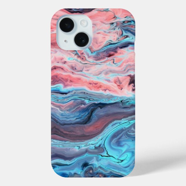 Pastel Marble Fluid Art Phone Case | Pink and Blue (Rückseite)