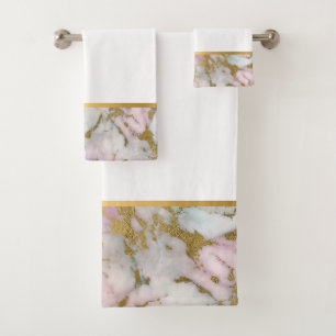 PASTEL MARBLE GOLD BADEZIMMER TOWEL SET