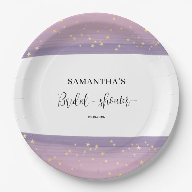 Pastel Mauve Celestial Brautparty Willkommen Pappteller (Vorderseite)