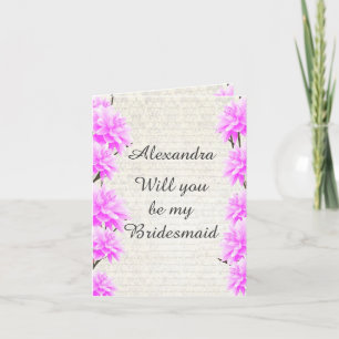 Pastel mauve floral werden Sie meine Brautjungfrau Einladung