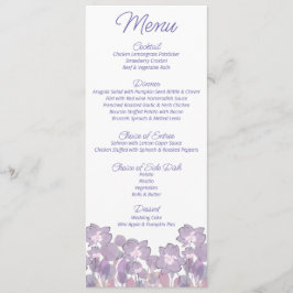 Pastel mauve lila Blütenhochzeit Menükarte