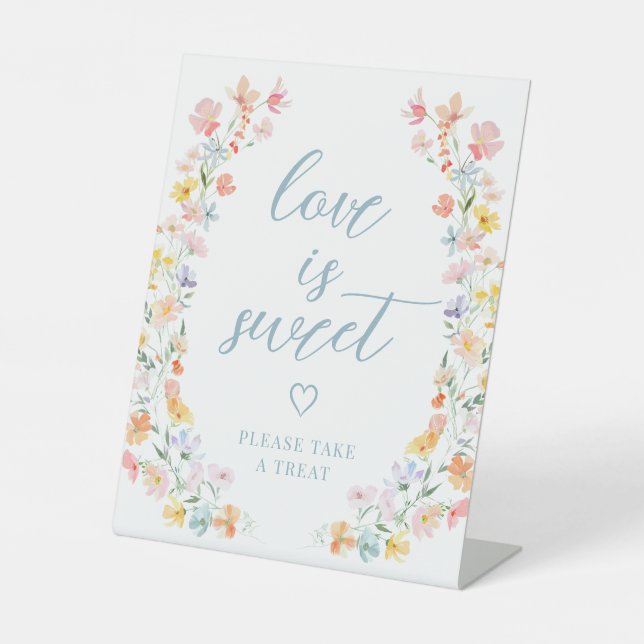 Pastel Meadow Blume Hochzeit Leckerei Gefallen Zei Sockelschild (Vorderseite)