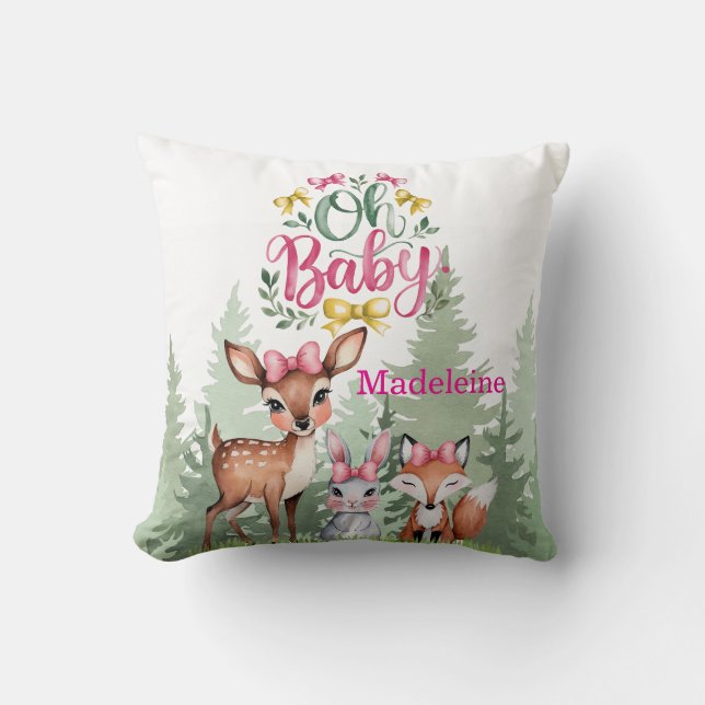 Pastel Meadow Companies: Oh Baby Girl Baby Shower Kissen (Vorderseite)